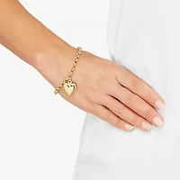Silver Addiction Womens 14K Gold Over Silver Heart Charm Bracelet