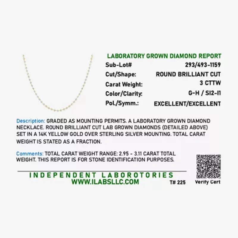 Diamond Addiction G-H / Si2-I1 Womens White Diamond 14K Gold Over Silver 17 Inch Tennis Necklace