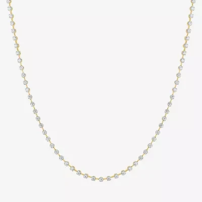 Diamond Addiction G-H / Si2-I1 Womens White Diamond 14K Gold Over Silver 17 Inch Tennis Necklace