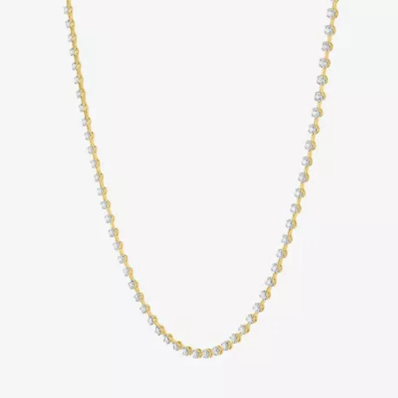 Diamond Addiction G-H / Si2-I1 Womens White Diamond 14K Gold Over Silver 17 Inch Tennis Necklace