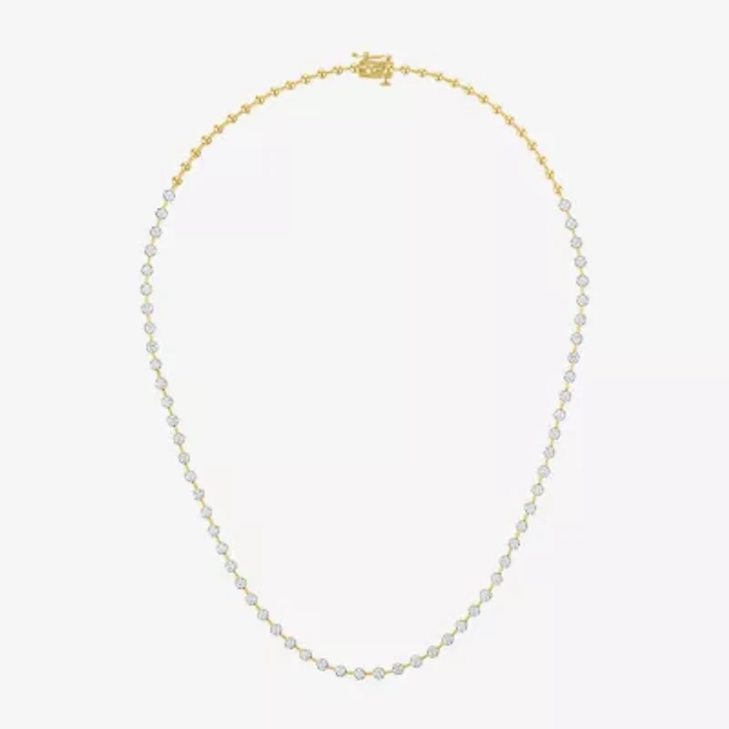 Diamond Addiction G-H / Si2-I1 Womens White Diamond 14K Gold Over Silver 17 Inch Tennis Necklace