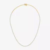 Diamond Addiction G-H / Si2-I1 Womens White Diamond 14K Gold Over Silver 17 Inch Tennis Necklace