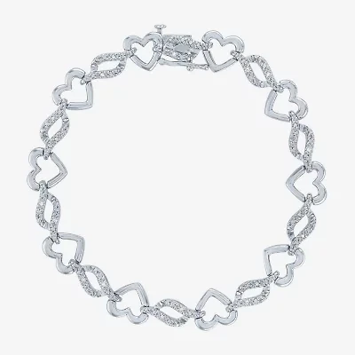 1/10 CT. TW. Diamond Sterling Silver Heart Tennis Bracelet