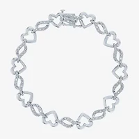 1/10 CT. TW. Diamond Sterling Silver Heart Tennis Bracelet