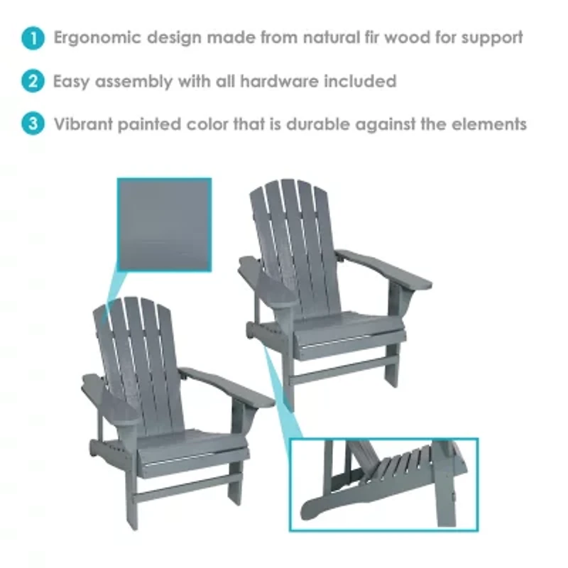 Coastal Bliss Wooden Adirondack Chair Set of 2
