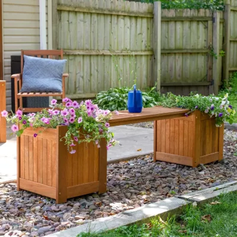 Meranti Wood Planter Box Patio Bench