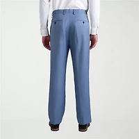 Haggar Premium Comfort Tonal Plaid Mens Classic Fit Dress Flat Front Pant