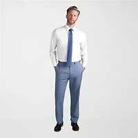Haggar Premium Comfort Tonal Plaid Mens Classic Fit Dress Flat Front Pant