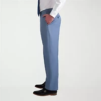 Haggar Premium Comfort Tonal Plaid Mens Classic Fit Dress Flat Front Pant