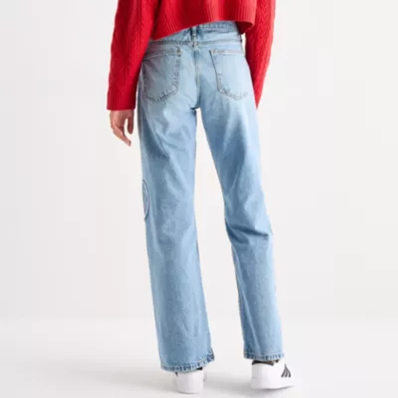 Arizona Womens Juniors Short Low Rise Straight Leg Jean