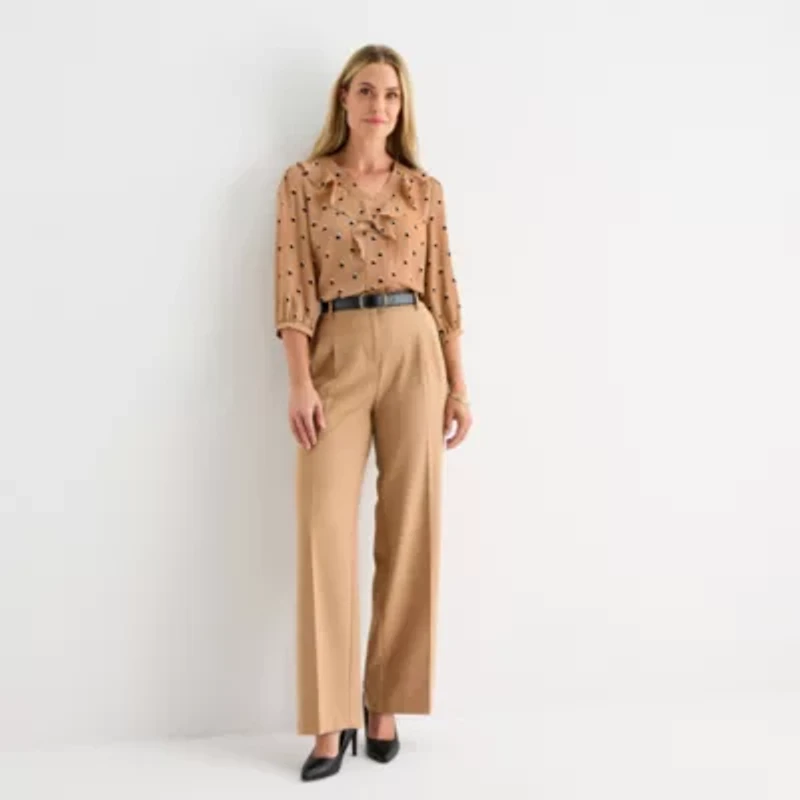 Liz Claiborne Womens V Neck 3/4 Sleeve Blouse