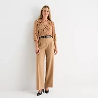 Liz Claiborne Womens V Neck 3/4 Sleeve Blouse