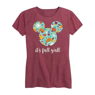 Womens Crew Neck Short Sleeve Mickey Mouse Vest