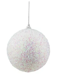 White and Purple Bristled Iridescent Christmas Ball Ornament 4.5'' (115mm)