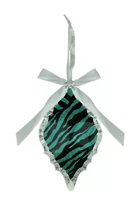 5.75'' Glittered Teal Zebra Print Diamond Prism Christmas Ornament