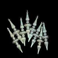 8ct Iridescent Clear Shatterproof Christmas Finial Ornaments 5"