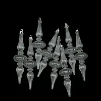 8ct Transparent Shatterproof Christmas Finial Ornaments 5"