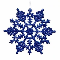 24ct Lavish Blue Glitter Snowflake Christmas Ornaments 4"