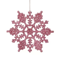 24ct Pink Glitter Snowflake Christmas Ornaments 4"