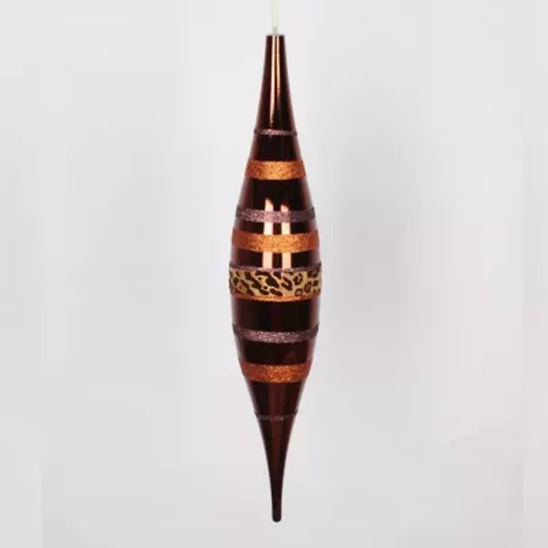 22'' Brown and Gold Cheetah Print Striped Shatterproof Christmas Drop Ornament