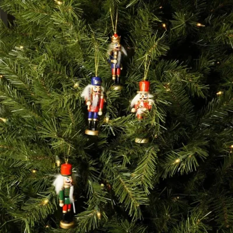 Set of 4 Red and Green Christmas Nutcracker Ornaments - 5"