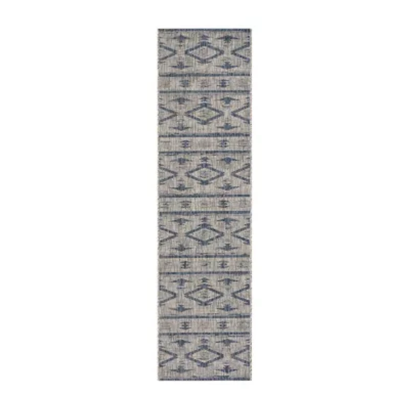 Safavieh Courtyard Collection Easton Geometric Indoor/Outdoor Runner Rug
