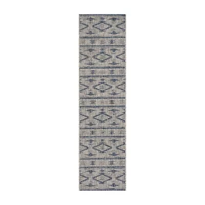 Safavieh Courtyard Collection Easton Geometric Indoor/Outdoor Runner Rug