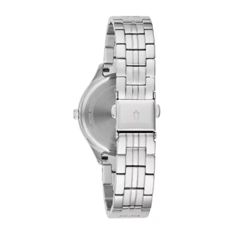 Bulova Crystal Womens Silver Tone Stainless Steel Bracelet Watch 96l283