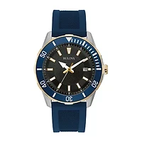 Bulova Mens Blue Strap Watch 98b345