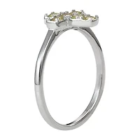 Girls Green Cubic Zirconia Sterling Silver Heart 15 Inch Pendant Necklace