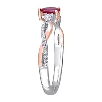Womens 1/5 CT. Lead Glass-Filled Red Ruby 14K Two Tone Gold Cocktail Ring