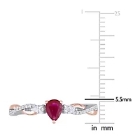 Womens 1/5 CT. Lead Glass-Filled Red Ruby 14K Two Tone Gold Cocktail Ring