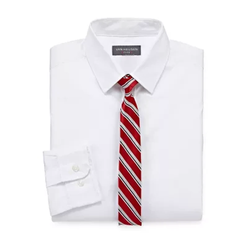 Van Heusen Little & Big Kid Boys Long Sleeve Point Collar Shirt + Tie Set