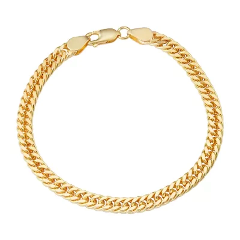 Mens 14K Gold Over Silver Solid 8 1/2 Inch Link Bracelet