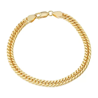 Mens 14K Gold Over Silver Solid 8 1/2 Inch Link Bracelet