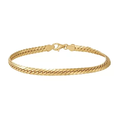 Mens 14K Gold Over Silver Solid 8 1/2 Inch Link Bracelet