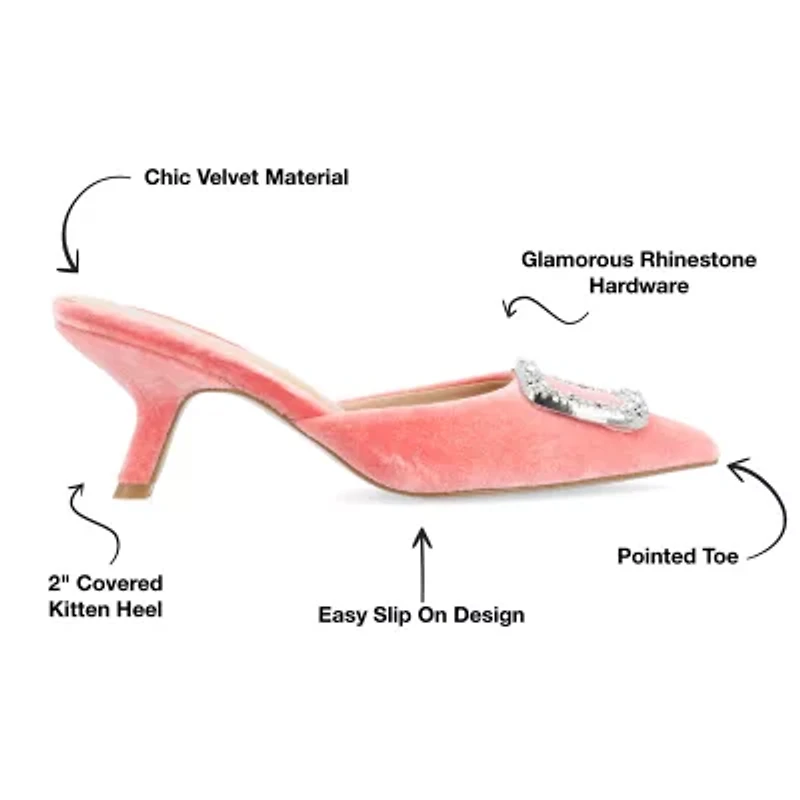 Journee Collection Rishie Womens Pointed Kitten Heel Pumps