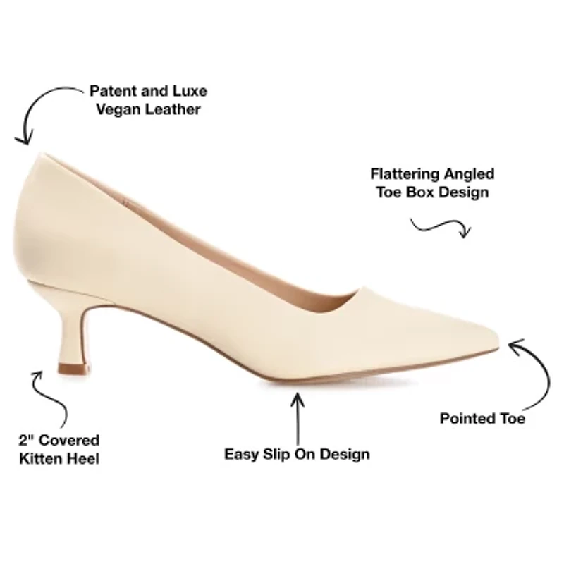 Journee Collection Celica Womens Pointed Closed Toe Kitten Heel Pumps