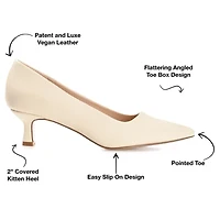 Journee Collection Celica Womens Pointed Closed Toe Kitten Heel Pumps