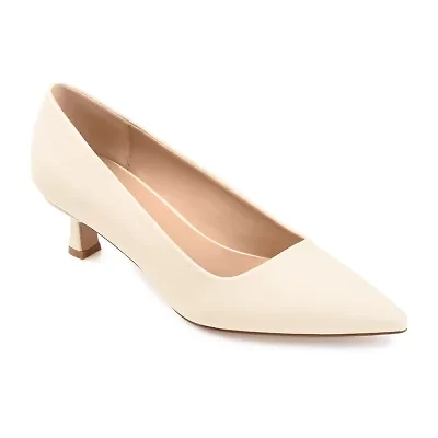 Journee Collection Celica Womens Pointed Closed Toe Kitten Heel Pumps