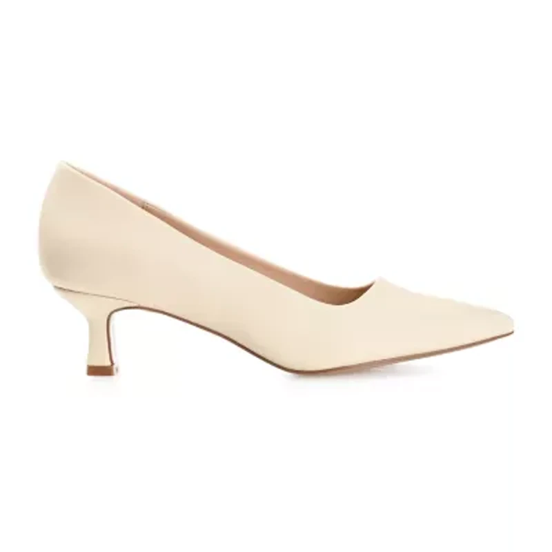 Journee Collection Celica Womens Pointed Closed Toe Kitten Heel Pumps