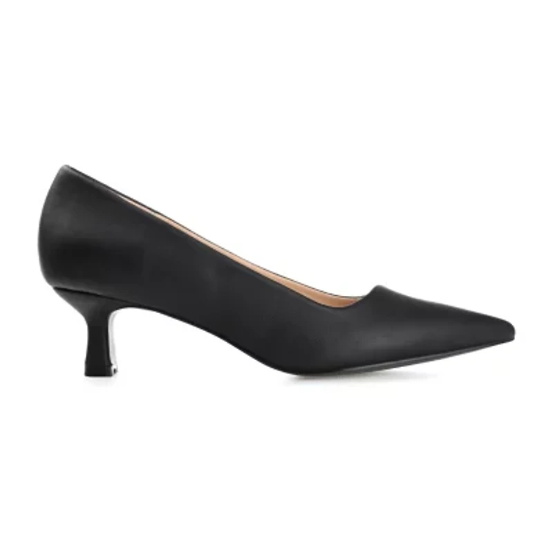 Journee Collection Celica Womens Pointed Closed Toe Kitten Heel Pumps