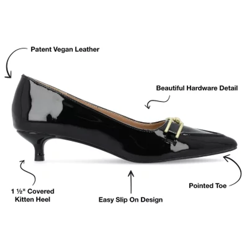 Journee Collection Rumi Womens Pointed Closed Toe Kitten Heel Pumps