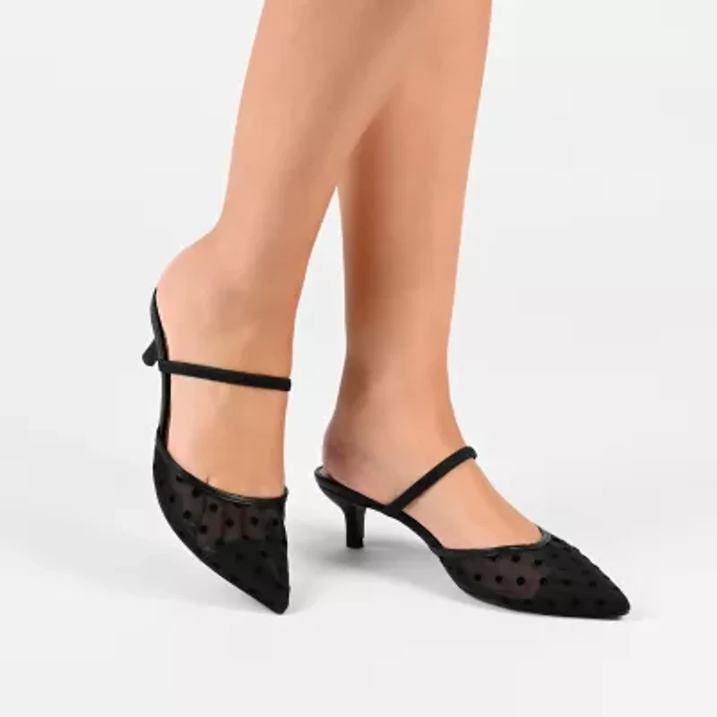 Journee Collection Allana Womens Pointed Closed Toe Kitten Heel Pumps