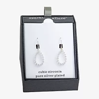 Sparkle Allure Womens Cubic Zirconia Pure Silver Over Brass Drop Earrings