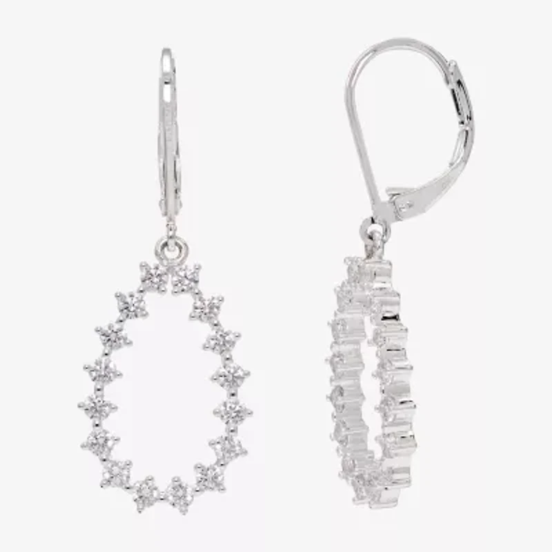 Sparkle Allure Womens Cubic Zirconia Pure Silver Over Brass Drop Earrings