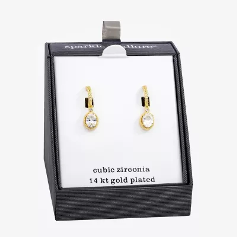 Sparkle Allure Womens Cubic Zirconia 14K Gold Over Brass Oval Drop Earrings