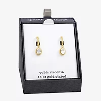 Sparkle Allure Womens Cubic Zirconia 14K Gold Over Brass Oval Drop Earrings