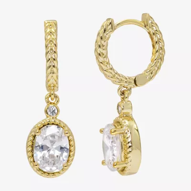 Sparkle Allure Womens Cubic Zirconia 14K Gold Over Brass Oval Drop Earrings