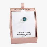 Sparkle Allure Womens Blue Crystal Pure Silver Over Brass Cocktail Ring